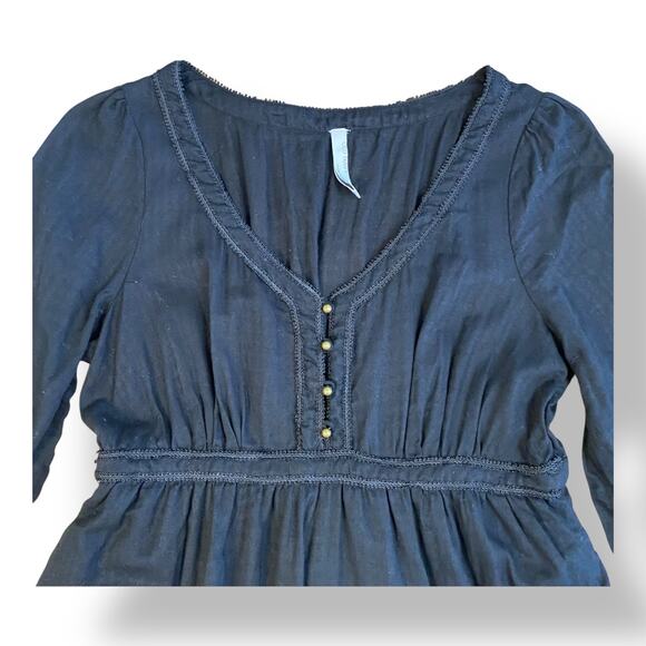 Old Navy Black Cotton Dress Women’s Small Empire Waist Knee Length Pockets - Picture 6 of 11